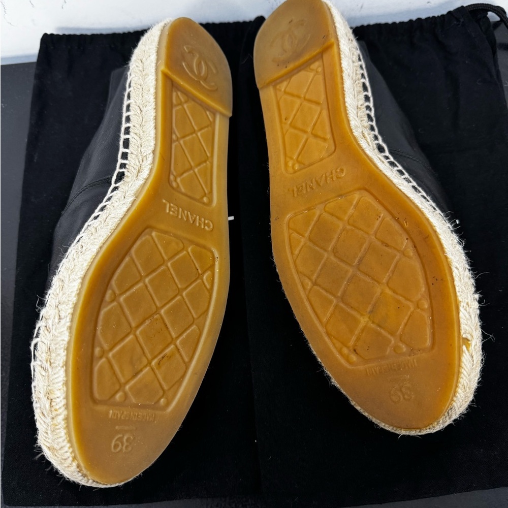 CHANEL Black Leather Espadrilles - Picture 5 of 6